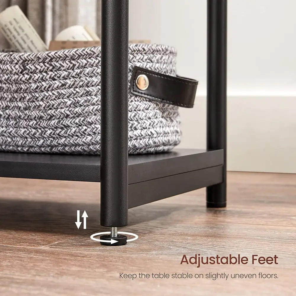 VASAGLE Side Table Set of 2 Charcoal Gray and Black with Storage Shelf LET272B16 - Furniture > Living Room
