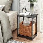 VASAGLE Side Table Set of 2 Charcoal Gray and Black with Storage Shelf LET272B16 - Furniture > Living Room