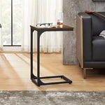 VASAGLE Slim End Table with Metal Frame Industrial Rustic Brown and Black - Furniture > Living Room