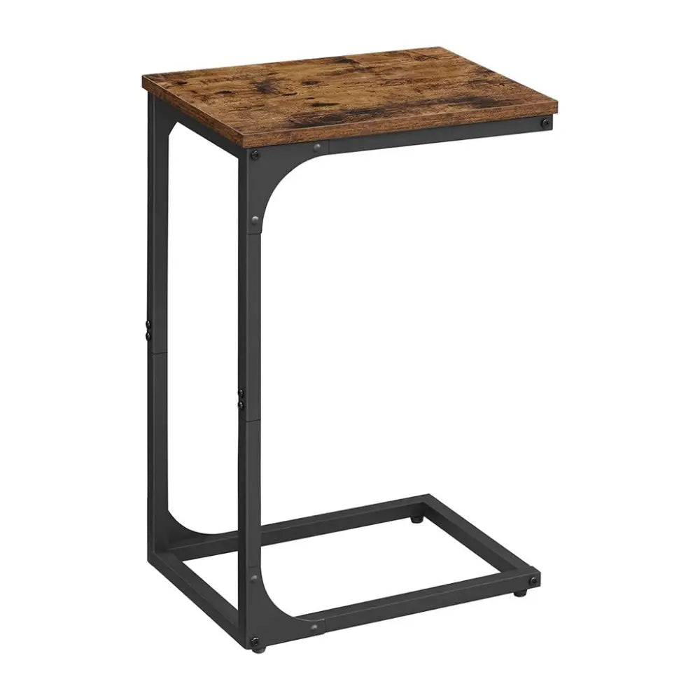 VASAGLE Slim End Table with Metal Frame Industrial Rustic Brown and Black - Furniture > Living Room