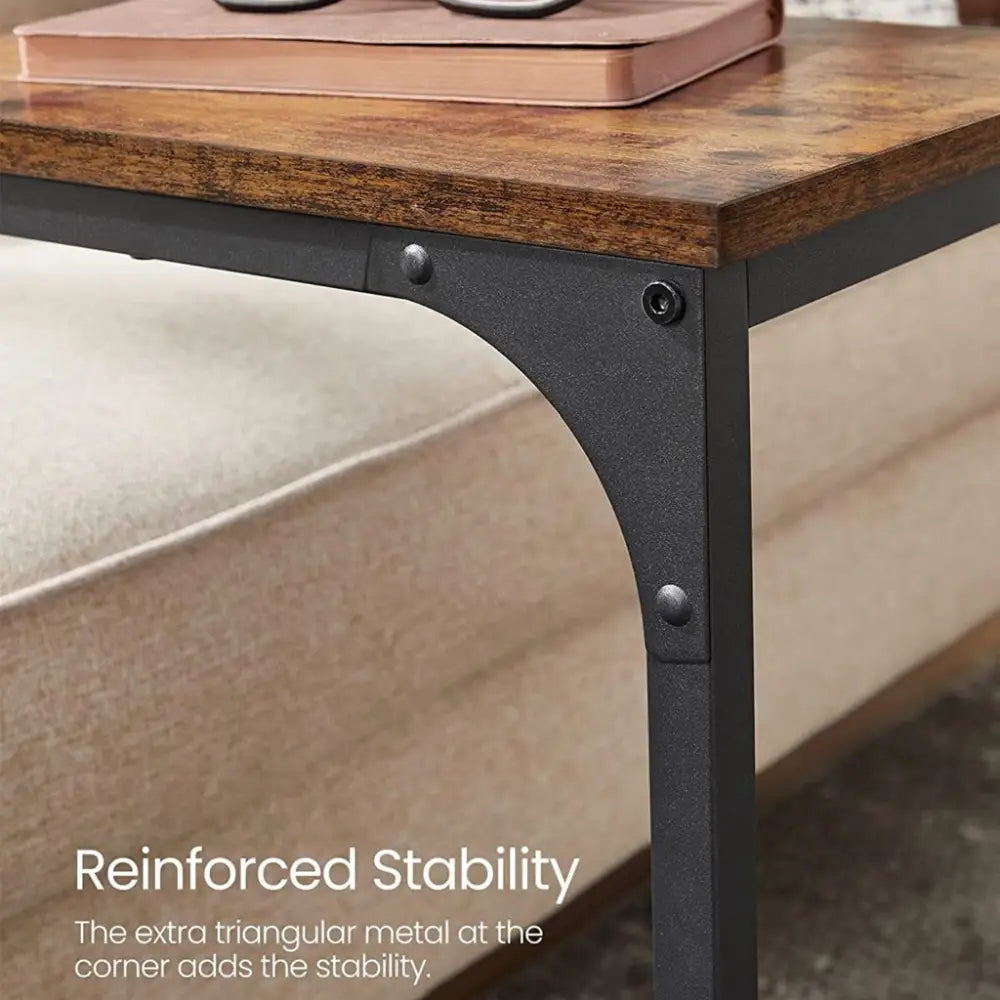 VASAGLE Slim End Table with Metal Frame Industrial Rustic Brown and Black - Furniture > Living Room