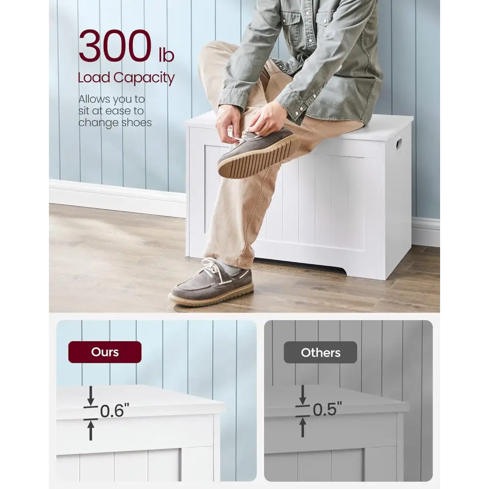 VASAGLE Storage Bench White LHS11WTV1 - Home & Garden > Storage