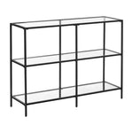 VASAGLE Storage Rack Console Sofa Table with 3 Shelves Steel Frame Tempered Glass Shelf Modern Style Black - Furniture