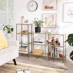 VASAGLE Storage Shelf 4-Tier Tempered Glass Gold LGT029A01 - Furniture > Living Room