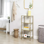 VASAGLE Storage Shelf 4-Tier Tempered Glass Gold LGT029A01 - Furniture > Living Room