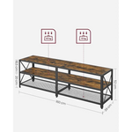 VASAGLE TV Cabinet Stand Lowboard for TVs up to 70 Inches with Shelves Steel Frame Vintage Brown/Black LTV095B01V1