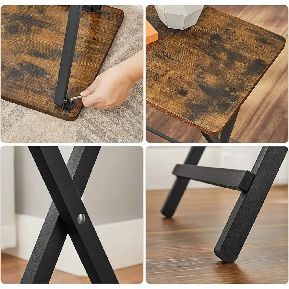 VASAGLE TV Tray Set of 2 Folding Tables Rustic Brown and Black LET251B01 - Furniture > Living Room