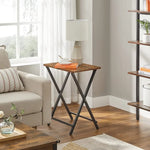 VASAGLE TV Tray Set of 2 Folding Tables Rustic Brown and Black LET251B01 - Furniture > Living Room