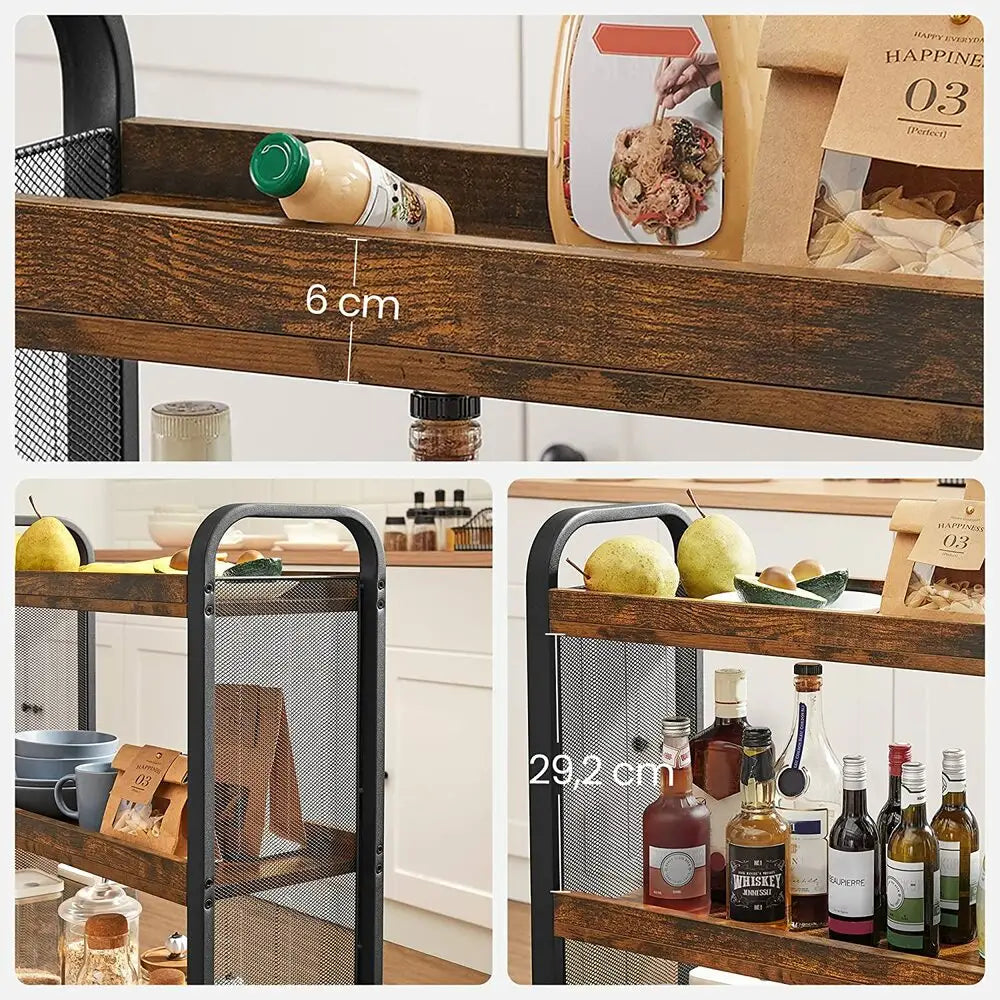 VASAGLE Utility Cart Rustic Brown LRC66BX - Furniture > Living Room