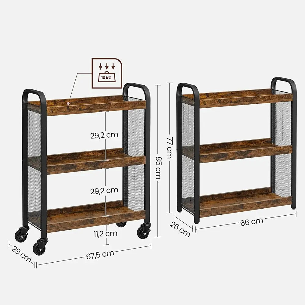VASAGLE Utility Cart Rustic Brown LRC66BX - Furniture > Living Room