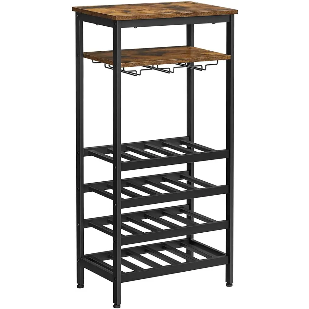VASAGLE Wine Rack Rustic Brown and Black LWR020B01 - Furniture > Living Room