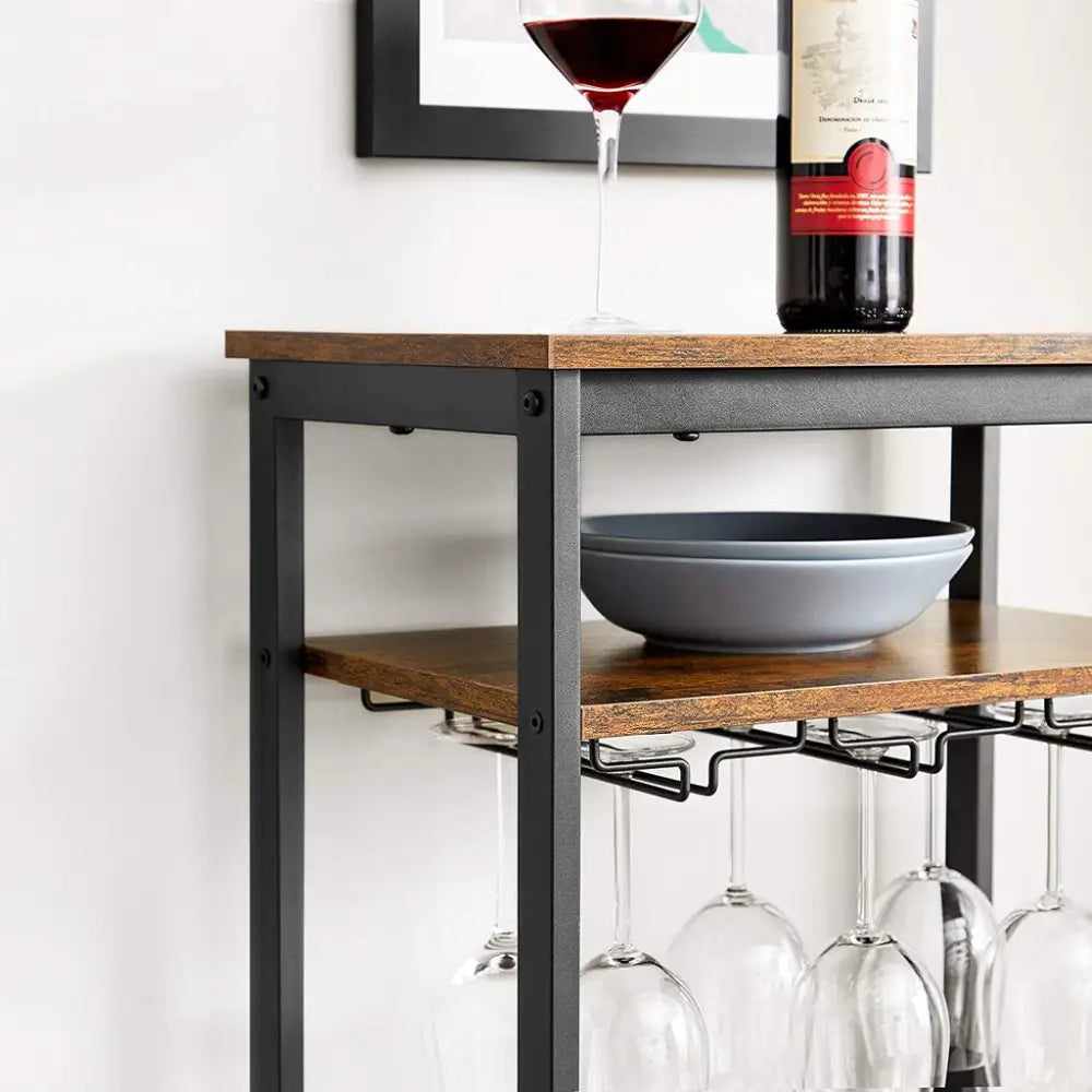 VASAGLE Wine Rack Rustic Brown and Black LWR020B01 - Furniture > Living Room