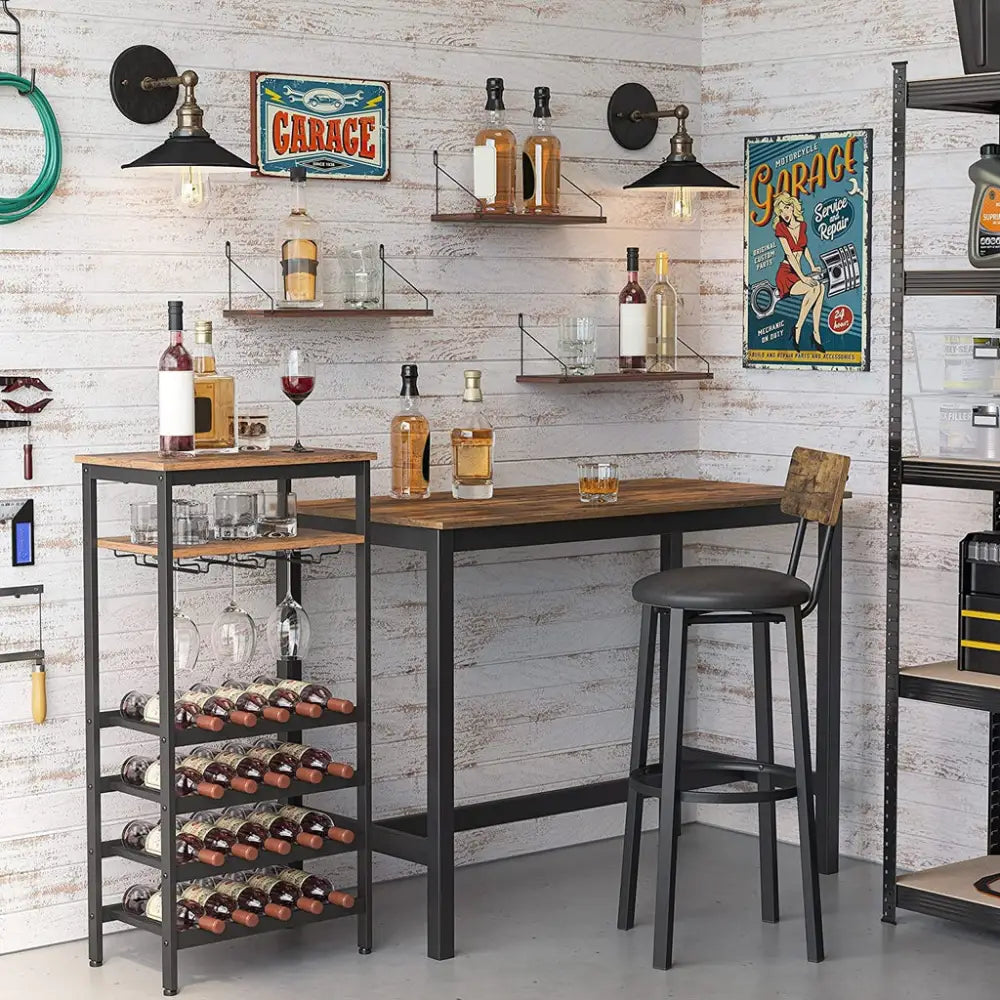 VASAGLE Wine Rack Rustic Brown and Black LWR020B01 - Furniture > Living Room