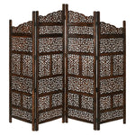 Vasco 4 Panel Room Divider Screen Privacy Shoji Timber Wood Stand - Burnt - Furniture > Living Room