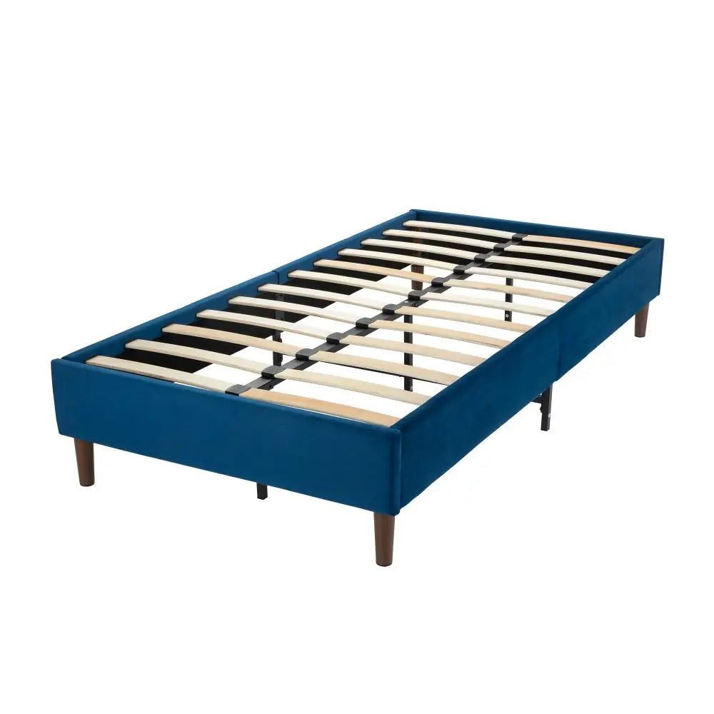 Velvet Blue Bed Frame – Single - Furniture > Bedroom