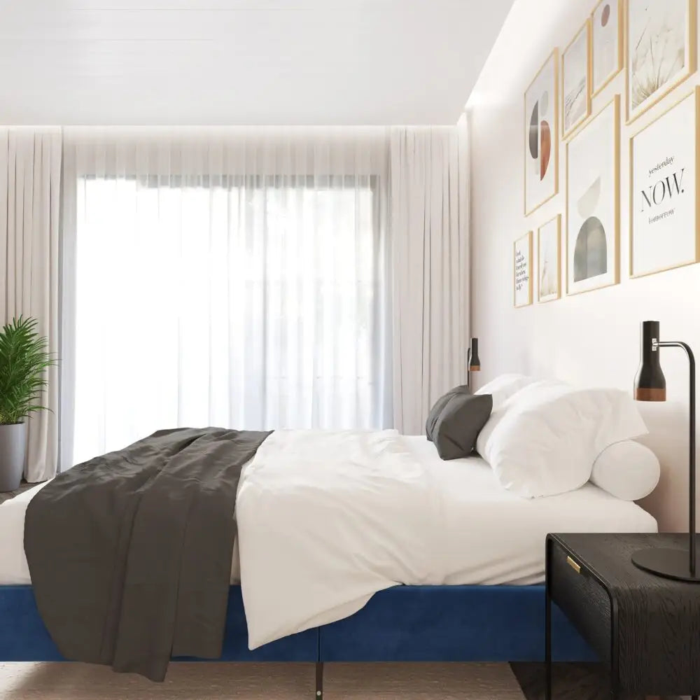 Velvet Blue Bed Frame – Single - Furniture > Bedroom
