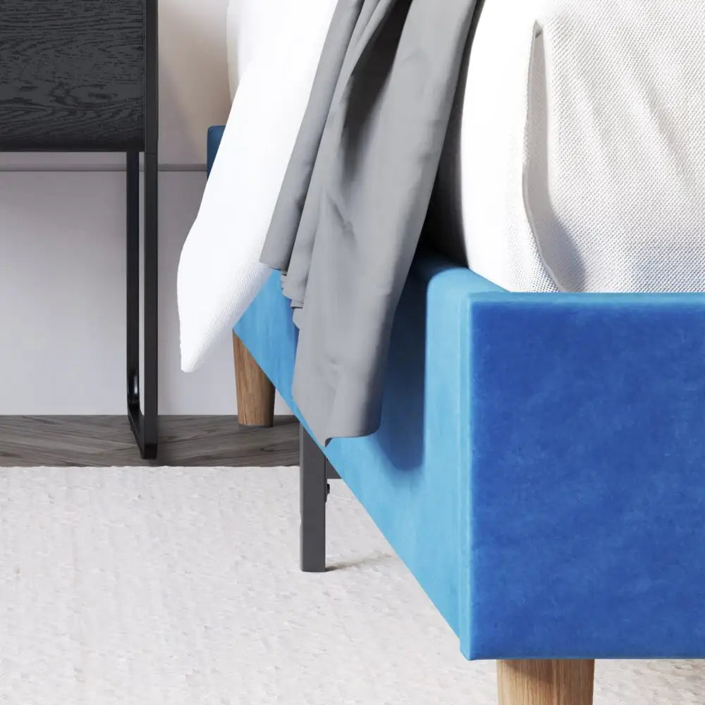 Velvet Blue Bed Frame – Single - Furniture > Bedroom