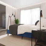 Velvet Blue Bed Frame – Single - Furniture > Bedroom