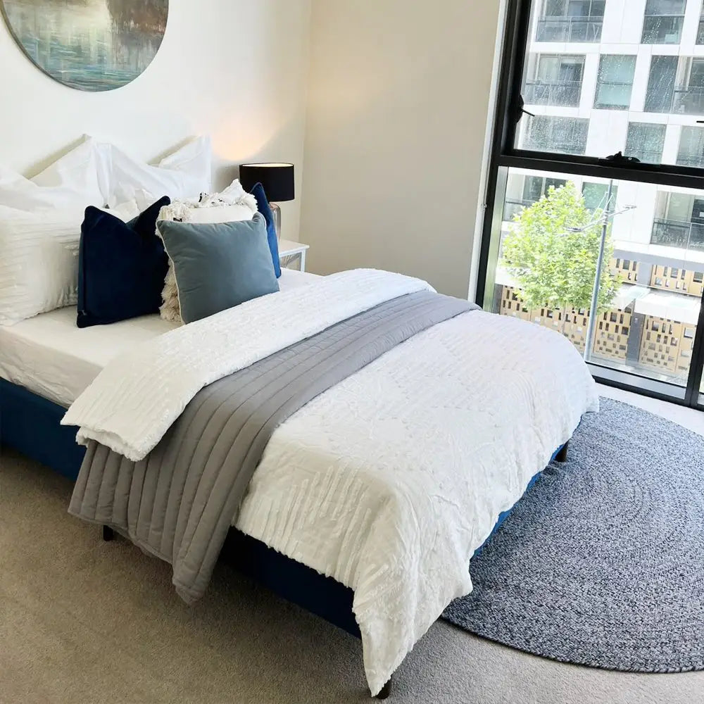 Velvet Blue Bed Frame – Single - Furniture > Bedroom