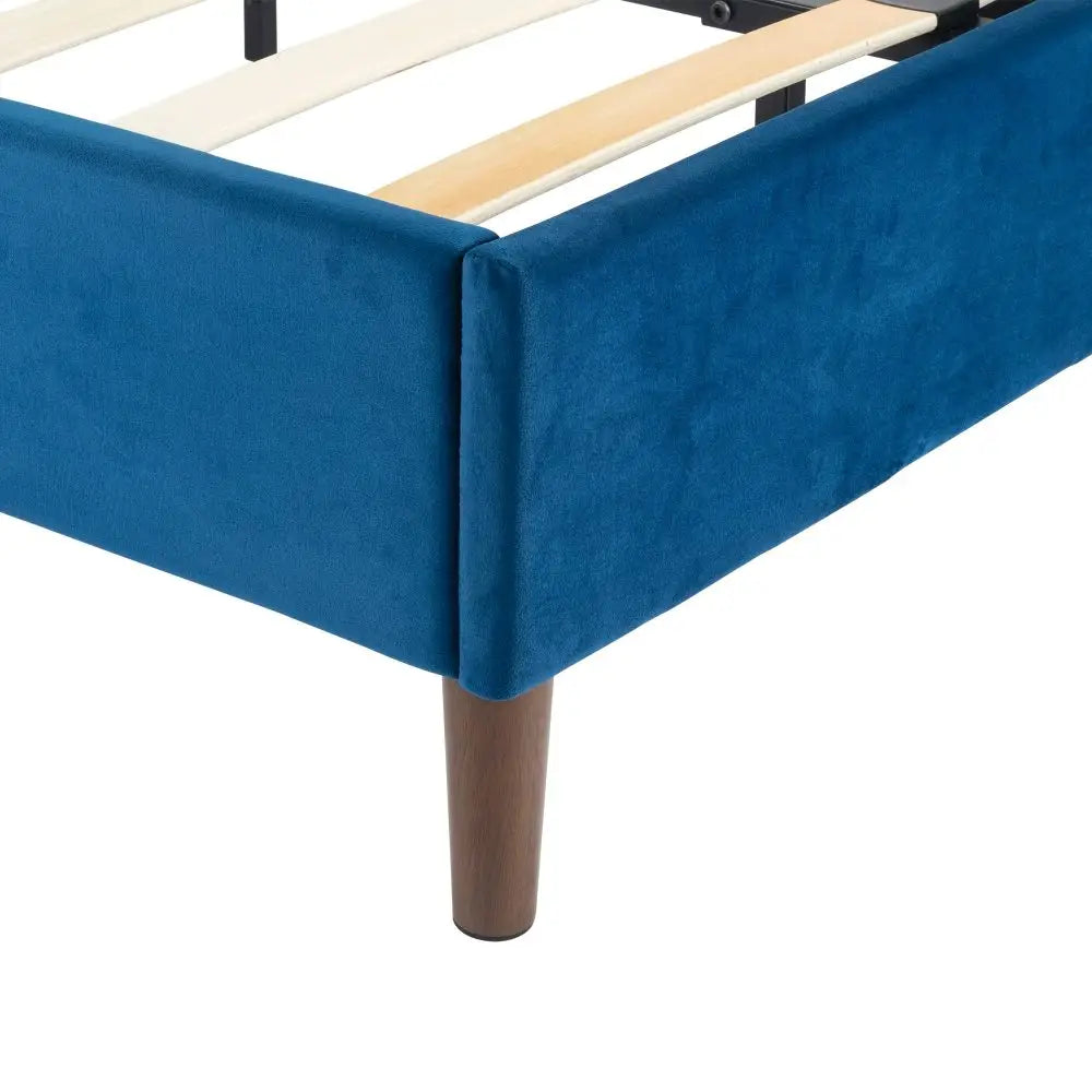 Velvet Blue Bed Frame – Single - Furniture > Bedroom