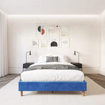 Velvet Blue Bed Frame – Single - Furniture > Bedroom