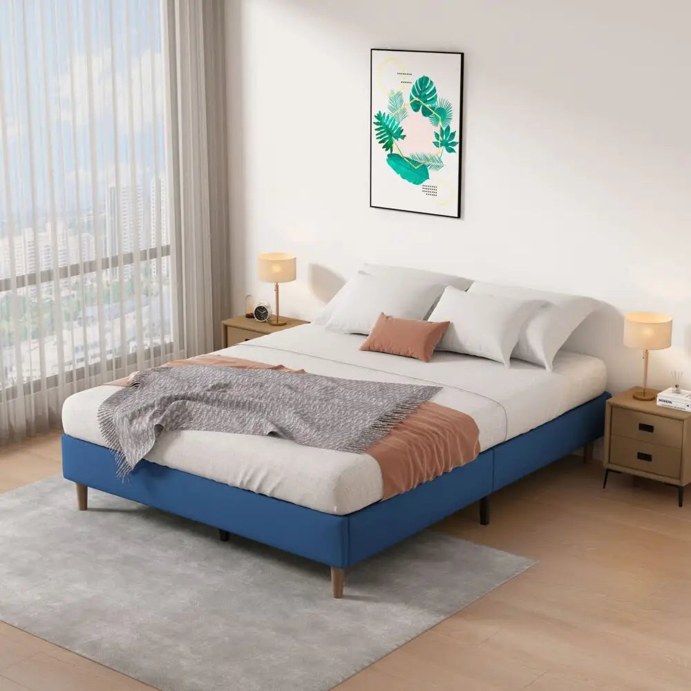 Velvet Blue Bed Frame – Single - Furniture > Bedroom