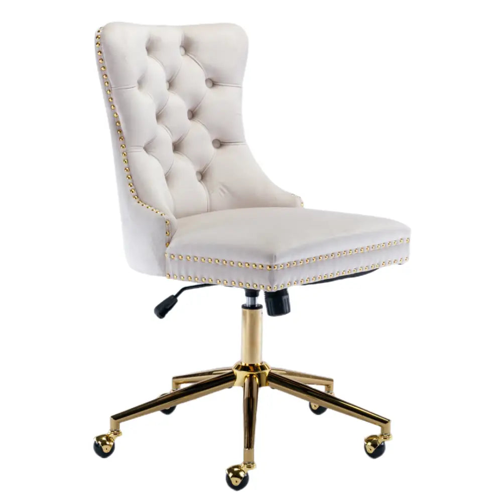Velvet Home Office Chair- Beige - Furniture > Bar Stools & Chairs