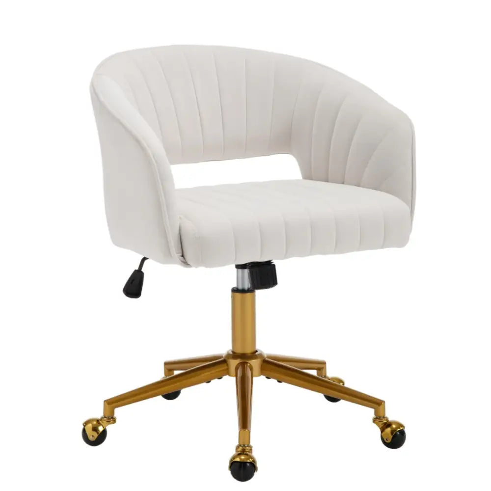Velvet Home Office Chair- Beige - Furniture > Bar Stools & Chairs > Arm Chairs & Recliners