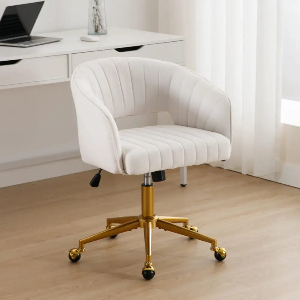 Velvet Home Office Chair- Beige - Furniture > Bar Stools & Chairs > Arm Chairs & Recliners