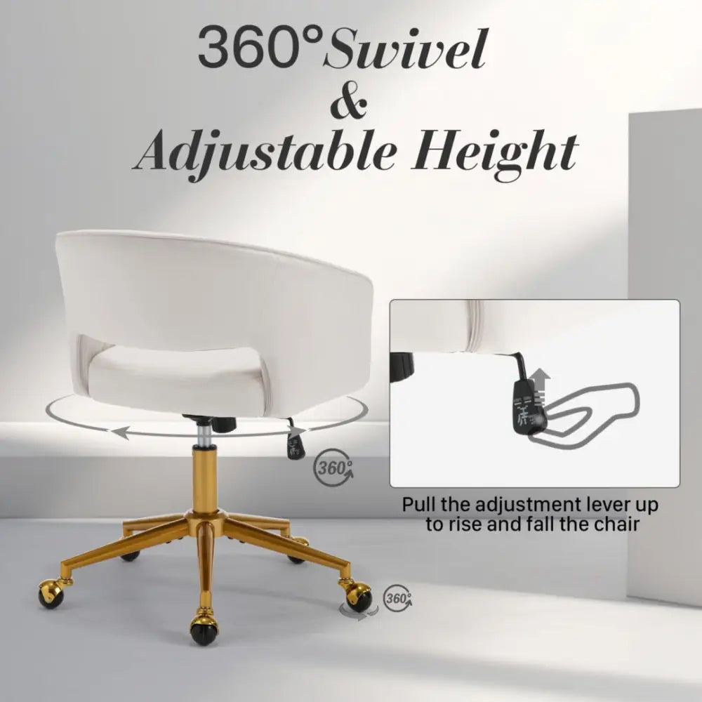 Velvet Home Office Chair- Beige - Furniture > Bar Stools & Chairs > Arm Chairs & Recliners