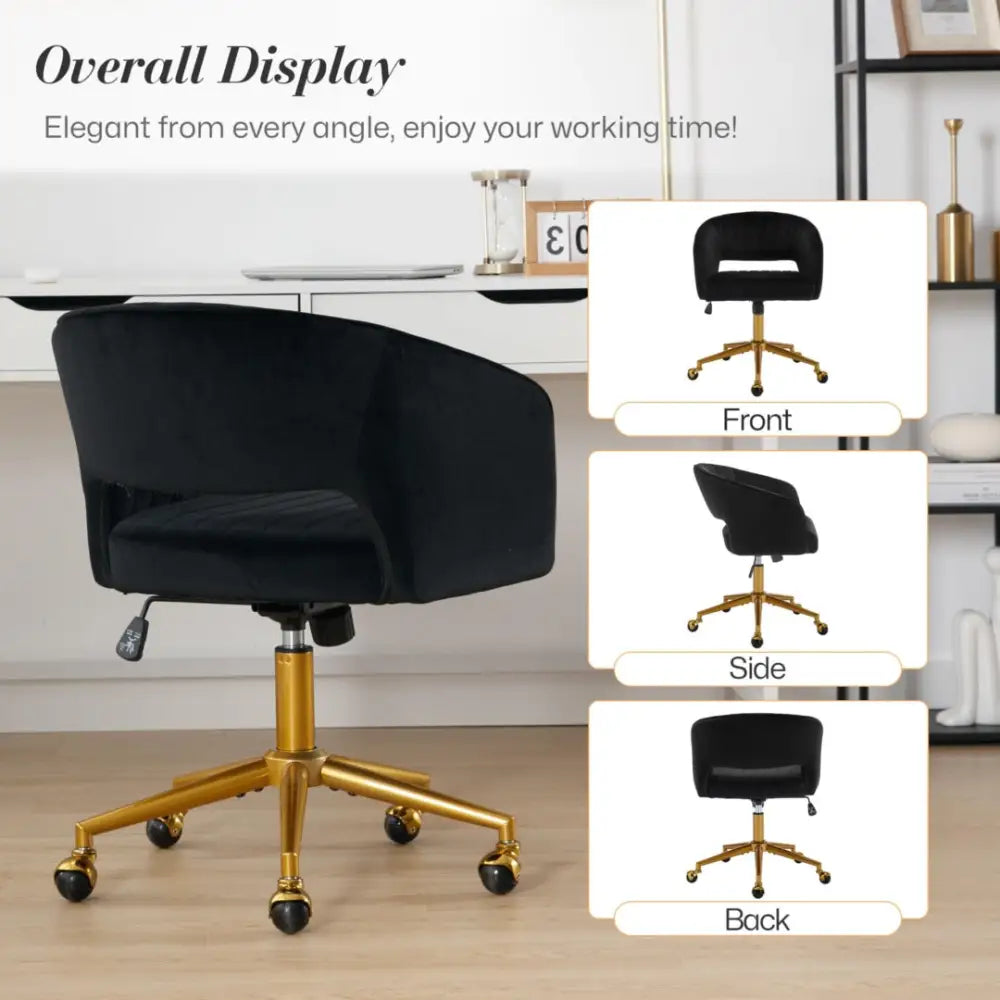 Velvet Home Office Chair- Black - Furniture > Office > Office & Desk Chairs