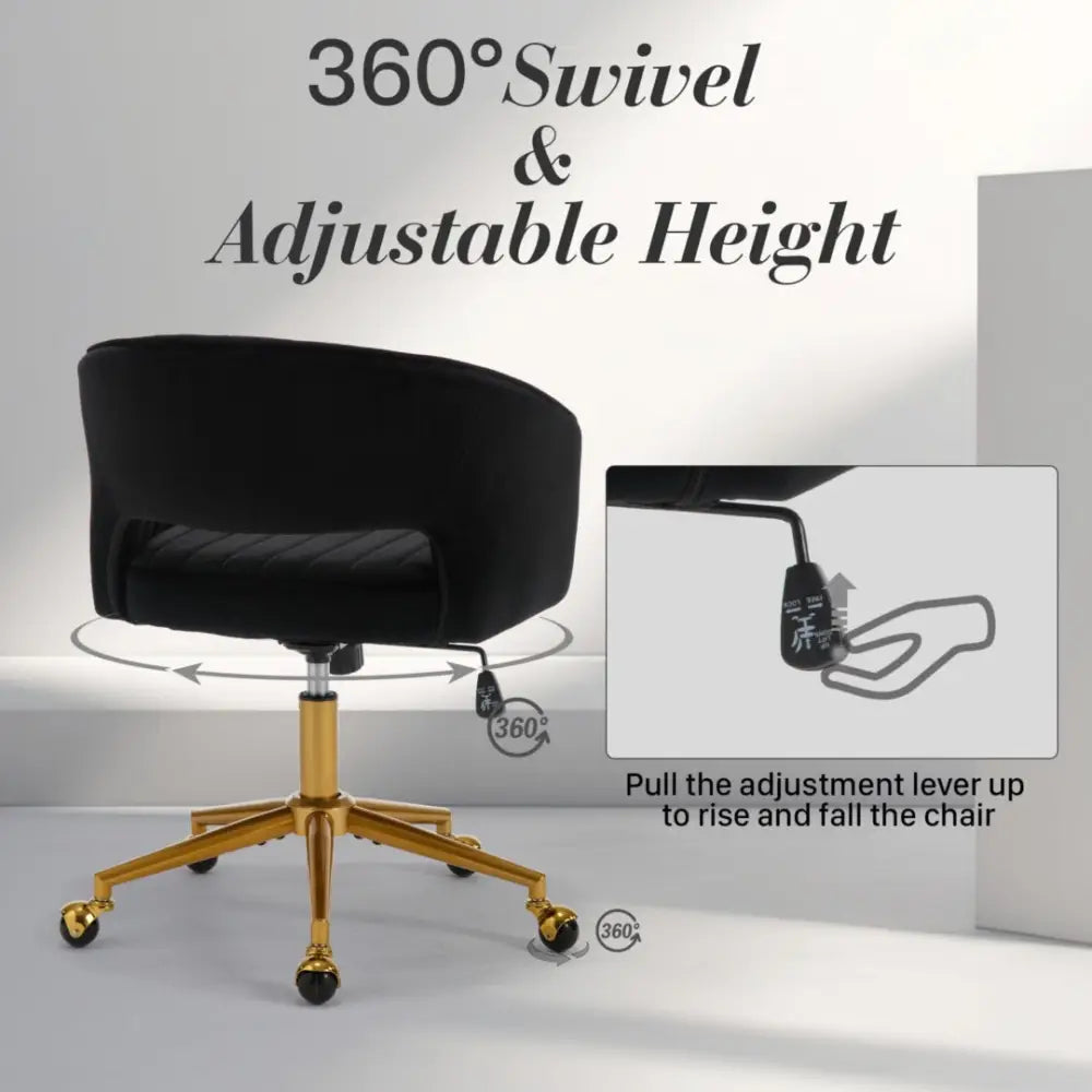 Velvet Home Office Chair- Black - Furniture > Office > Office & Desk Chairs