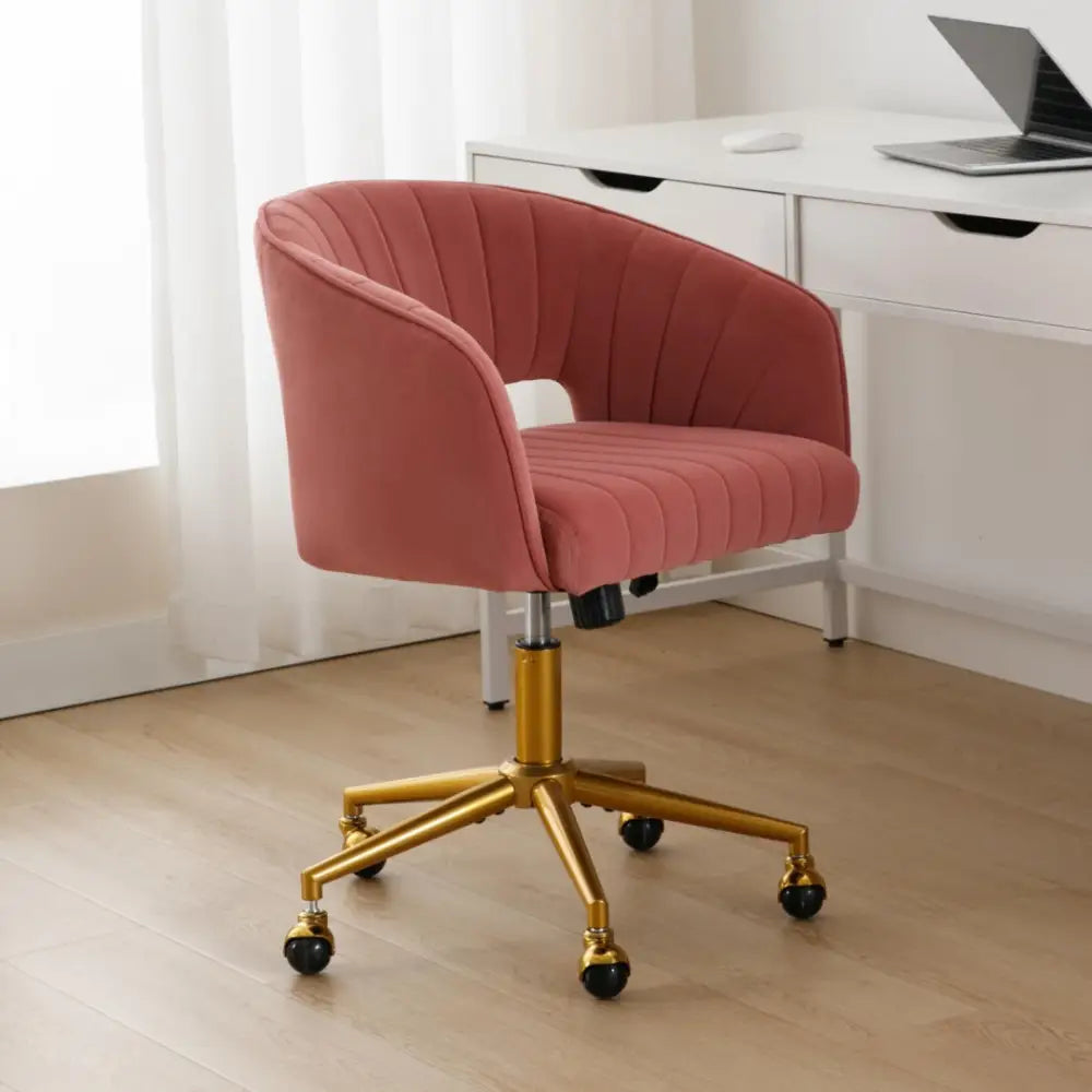 Velvet Home Office Chair- Rose - Furniture > Bar Stools & Chairs > Arm Chairs & Recliners