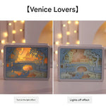 Venice Lovers 3D Paper Carving Night Light - USB Or Battery Powered Decorative Bedside Lamp | Atmosphere Lamp