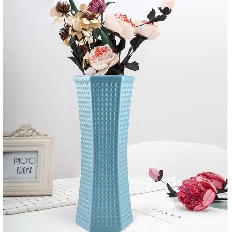 Versatile Plastic Vase for Creative Wet and Dry Flower Arrangements - Blue - Home & Garden > Decor > Vases & Table Decor