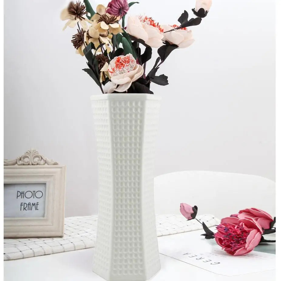 Versatile Plastic Vase for Creative Wet and Dry Flower Arrangements - Milk White - Home & Garden > Decor > Vases &