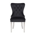 Victoria 2X Dining Chair Black Velvet & STAINLESS STEEL Legs - Furniture > Dining