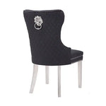 Victoria 2X Dining Chair Black Velvet & STAINLESS STEEL Legs - Furniture > Dining