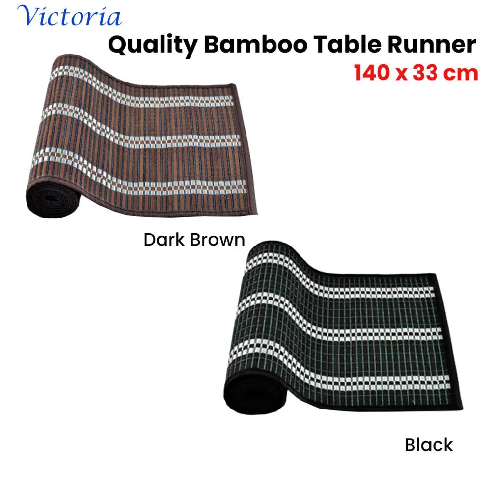 Victoria Bamboo Table Runner 140 x 33cm Dark Brown Silver - Home & Garden > Kitchenware