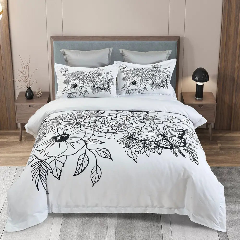 Viene Floral Quilt Cover Set - King Size - Home & Garden > Bedding