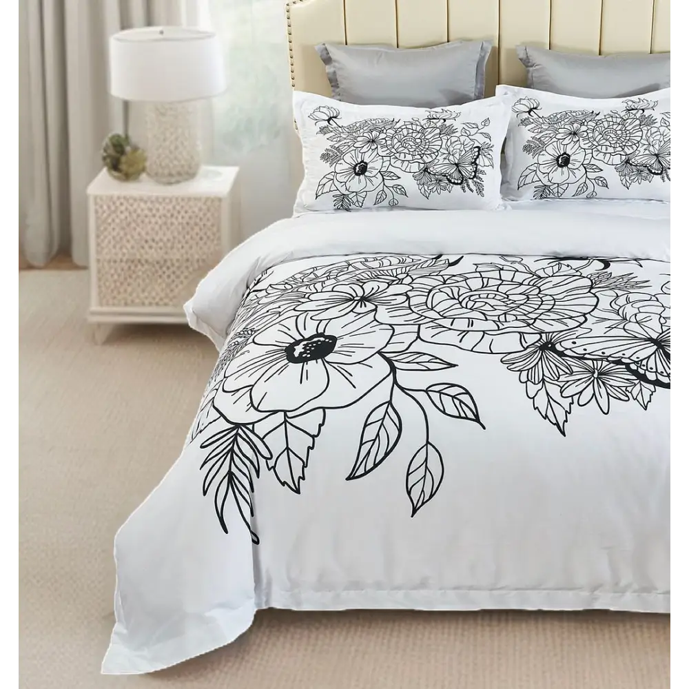 Viene Floral Quilt Cover Set - King Size - Home & Garden > Bedding
