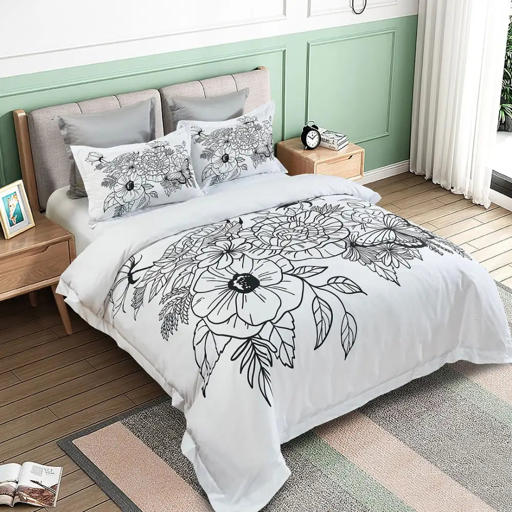 Viene Floral Quilt Cover Set - King Size - Home & Garden > Bedding