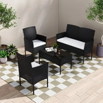 Ville 4-Seater PE Wicker Outdoor Lounge Sofa Set - Furniture > Outdoor