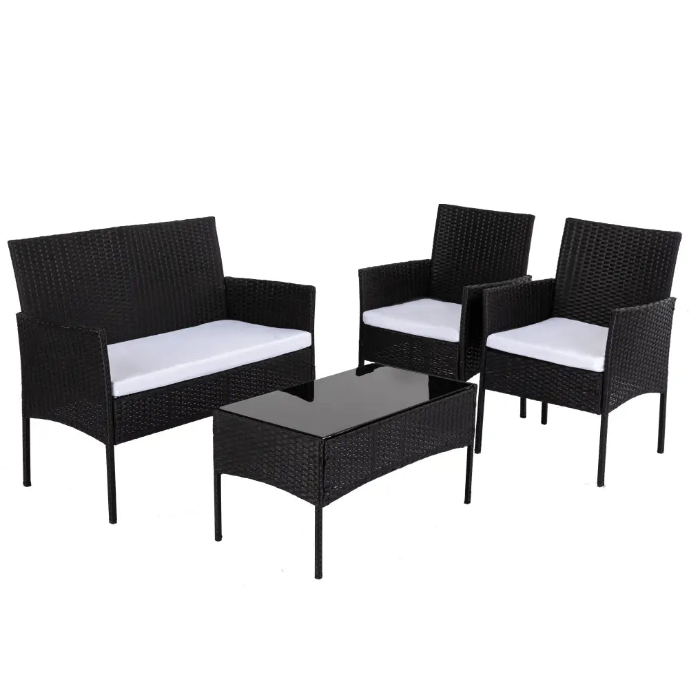 Ville 4-Seater PE Wicker Outdoor Lounge Sofa Set - Furniture > Outdoor