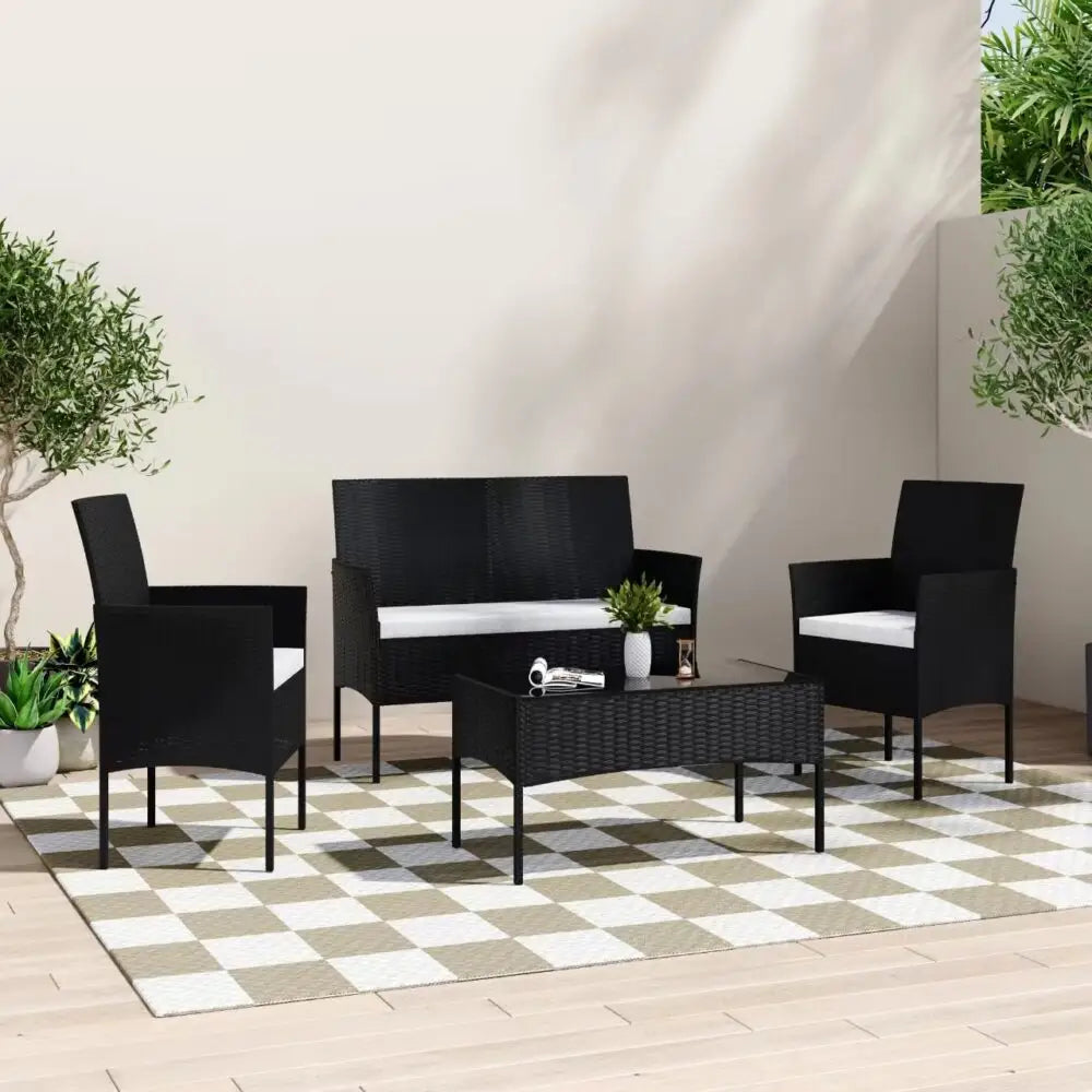 Ville 4-Seater PE Wicker Outdoor Lounge Sofa Set - Furniture > Outdoor