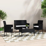 Ville 4-Seater PE Wicker Outdoor Lounge Sofa Set - Furniture > Outdoor