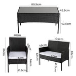 Ville 4-Seater PE Wicker Outdoor Lounge Sofa Set - Furniture > Outdoor
