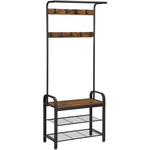 Vintage Coat Rack Shoe Bench Wood Look Accent Furniture and Metal Frame - Furniture > Living Room