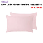Vintage Design Homewares 100% Linen Pair of Standard Pillowcases Blush 48 x 73 cm - Home & Garden > Bedding >