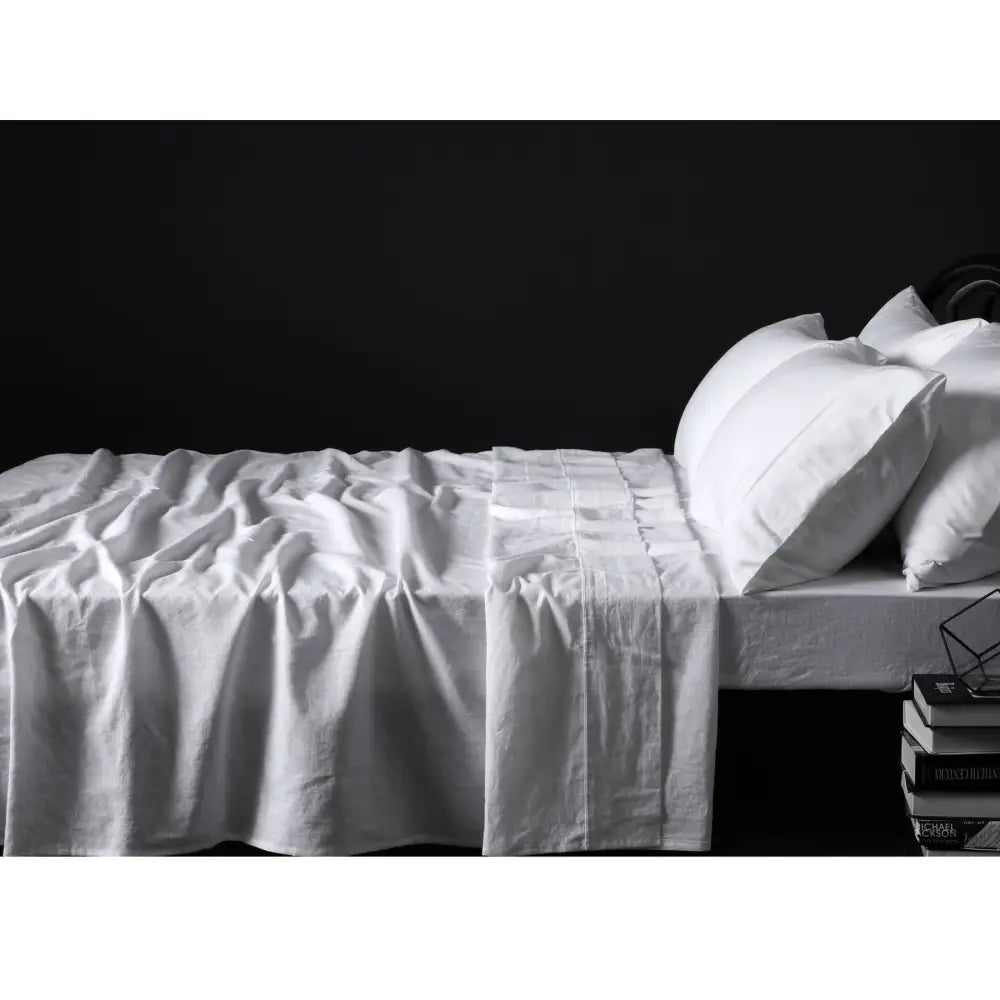 Vintage Design Homewares 100% Linen White Sheet Set DOUBLE - Home & Garden > Bedding > Bed Sheets